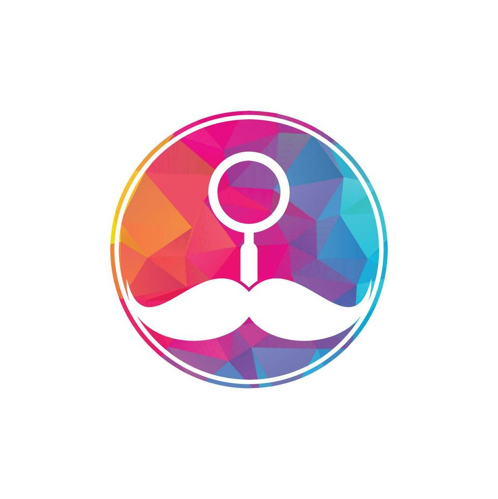 plantilla de diseño de logotipo de bigote de búsqueda. bigote y lupa para un diseño de logo de detective espía. vector