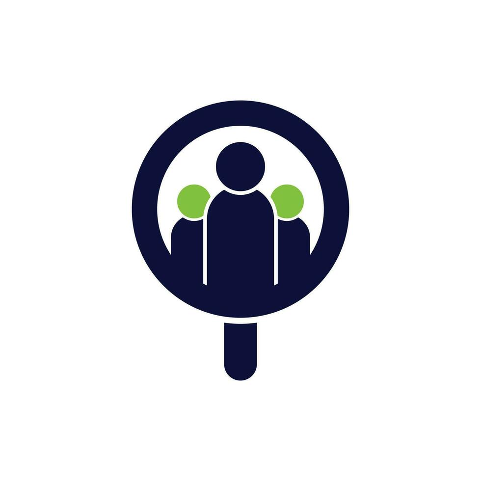 logotipo del buscador de personas. logotipo de lupa. icono de diseño de logotipo de lupa y personas vector