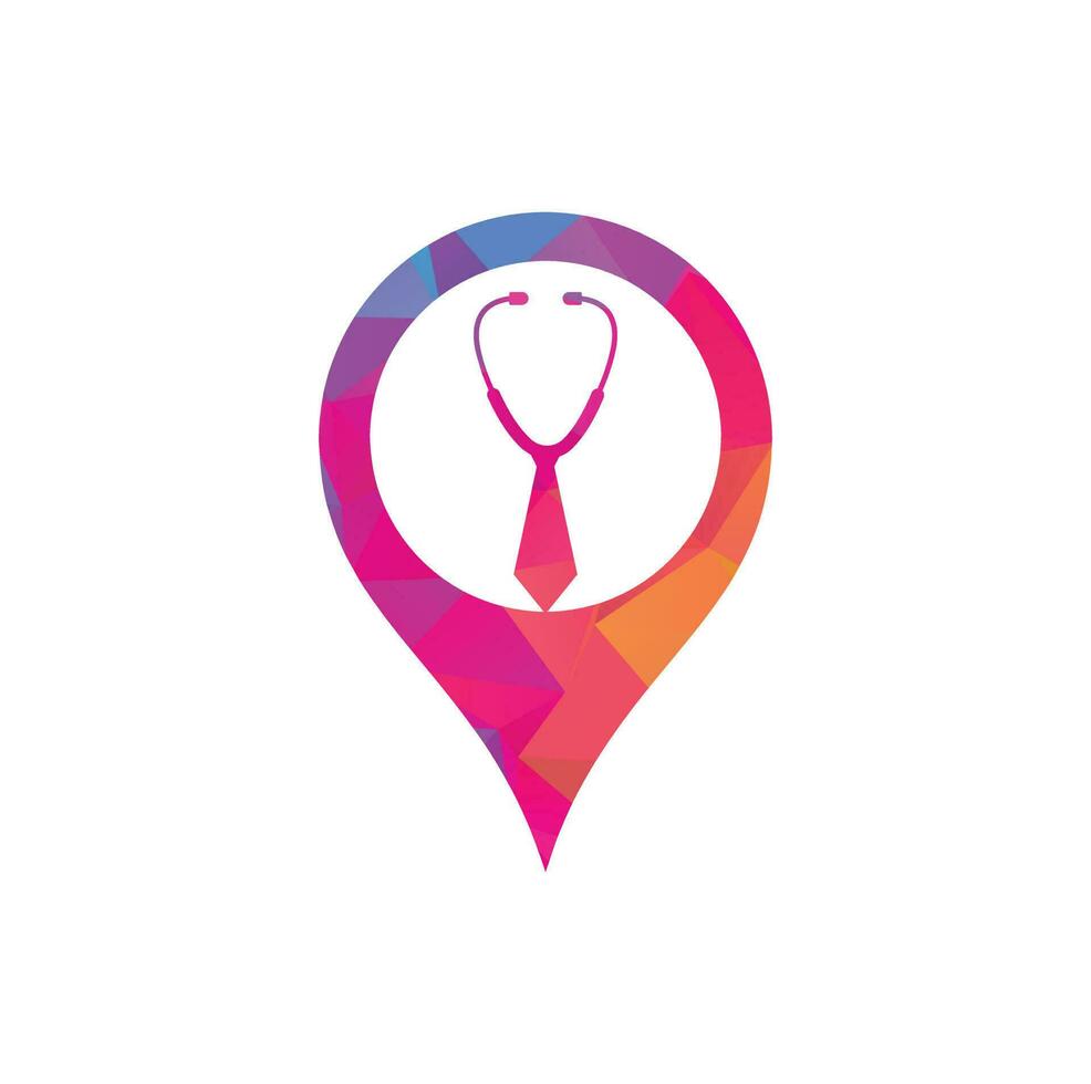 Medical job map pin shape logo design template. Medical jobs logo