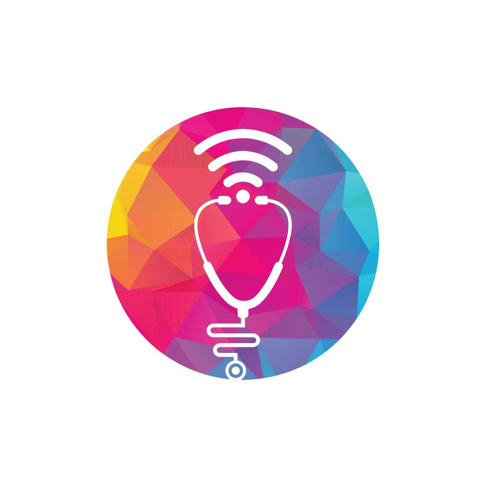 Stethoscope Wifi Medical Logo Icon Design. Stethoscope with wifi signals icon. vector