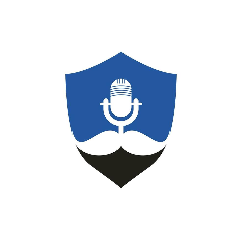 Strong podcast vector logo design template. Gentleman podcast logo design template. Mustache podcast icon.