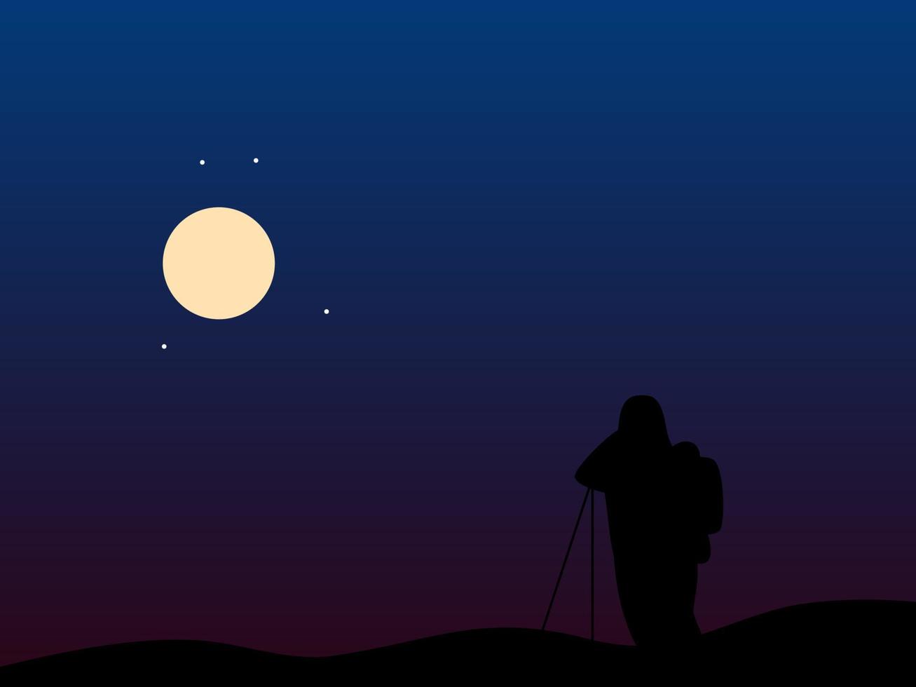 fotografía de diseño plano en la ilustración de vector de noche