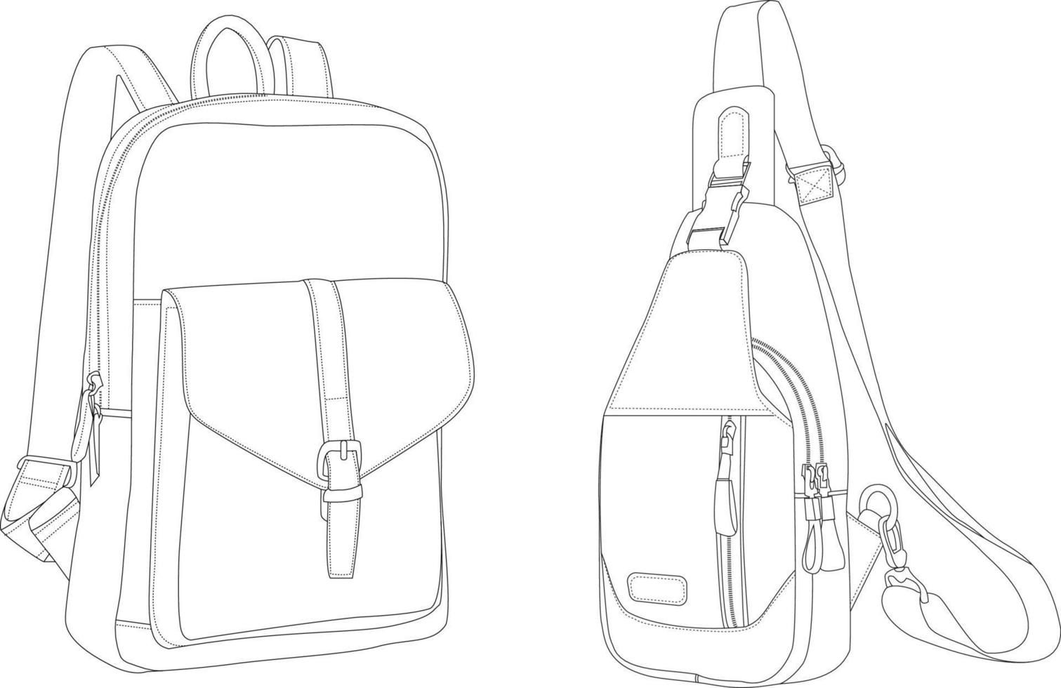 Fashion Duffle Bag, Vector Illustration, Bag Outline Template, Fashion