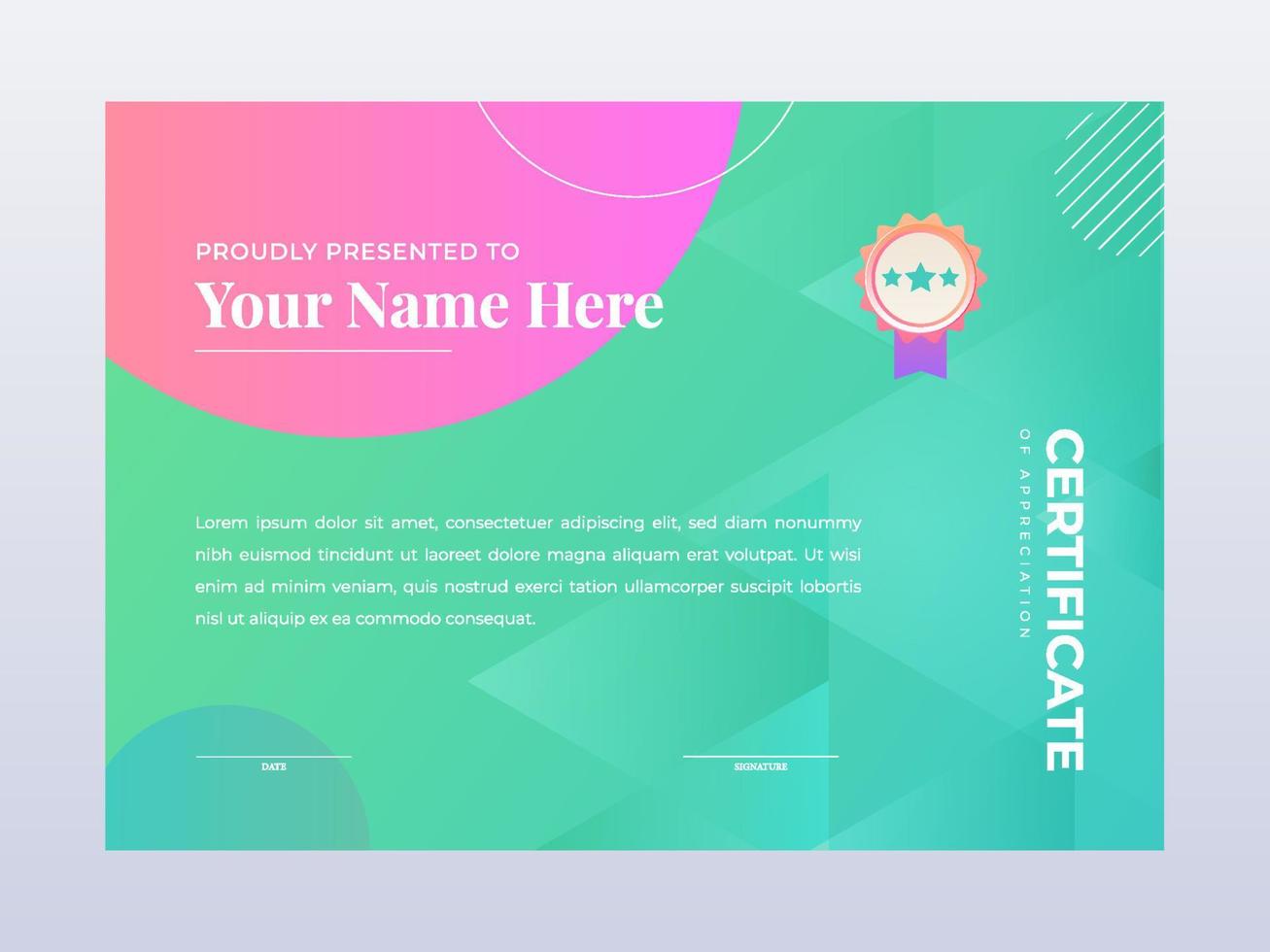Simple and modern certificate template vector
