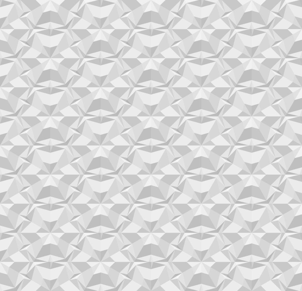 Light gray polygonal seamless paper pattern. Repeating geometric texture with extrusion effect. 3D vector illustration with origami effect for background, wallpaper, interior, wrapping paper.