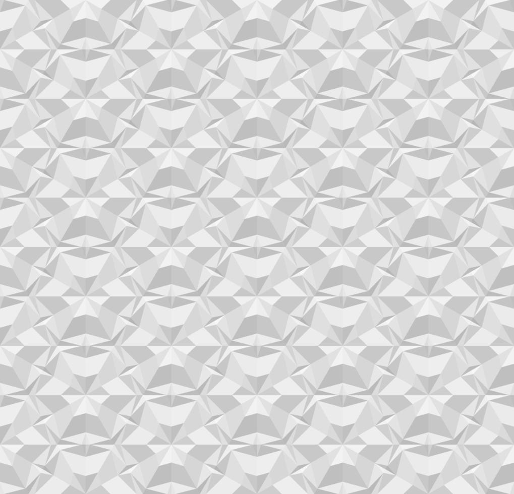 Light gray polygonal seamless paper pattern. Repeating geometric texture with extrusion effect. 3D vector illustration with origami effect for background, wallpaper, interior, wrapping paper.