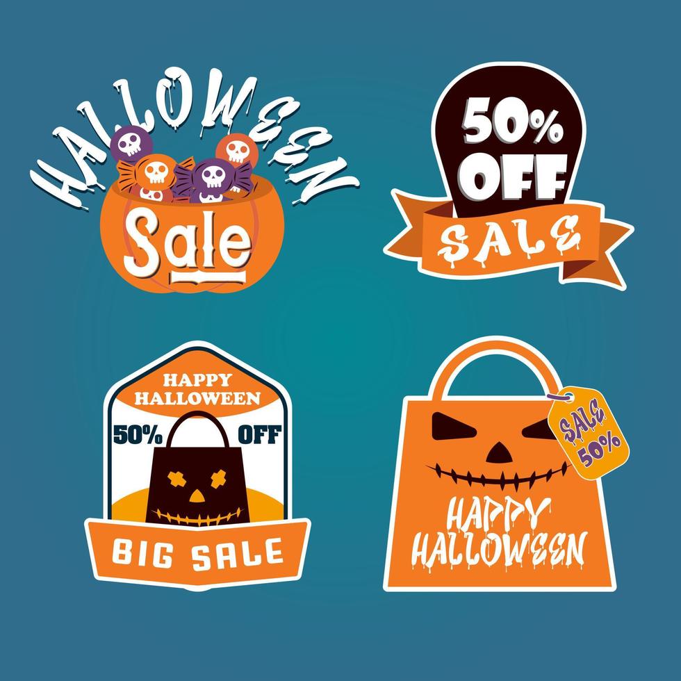 halloween badge set of labels for sale vector