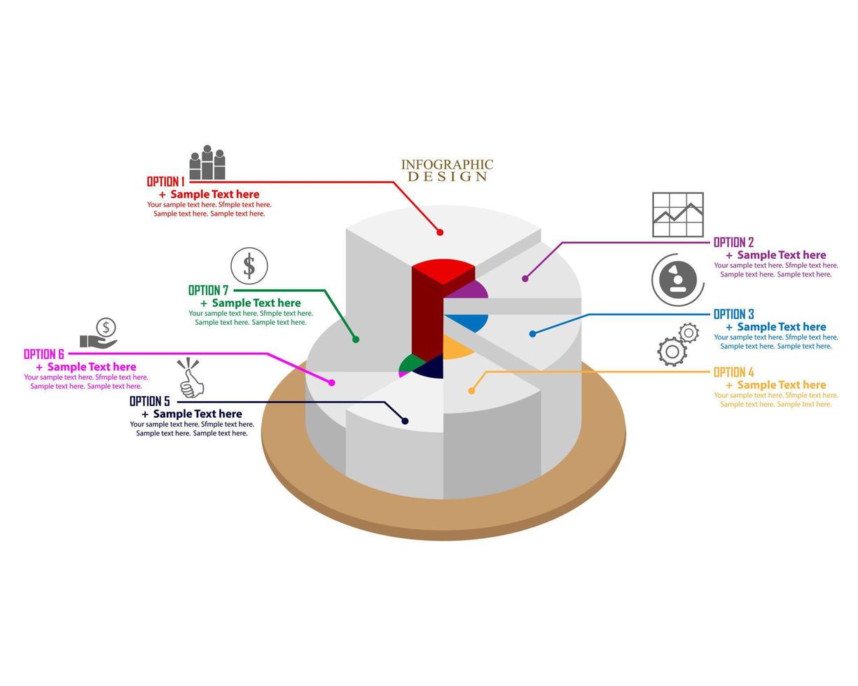 gráfico de círculo de infografía empresarial con diferentes signos de texto y figuras vector