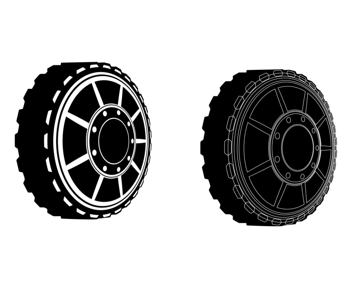 two different car wheels on a white background vector