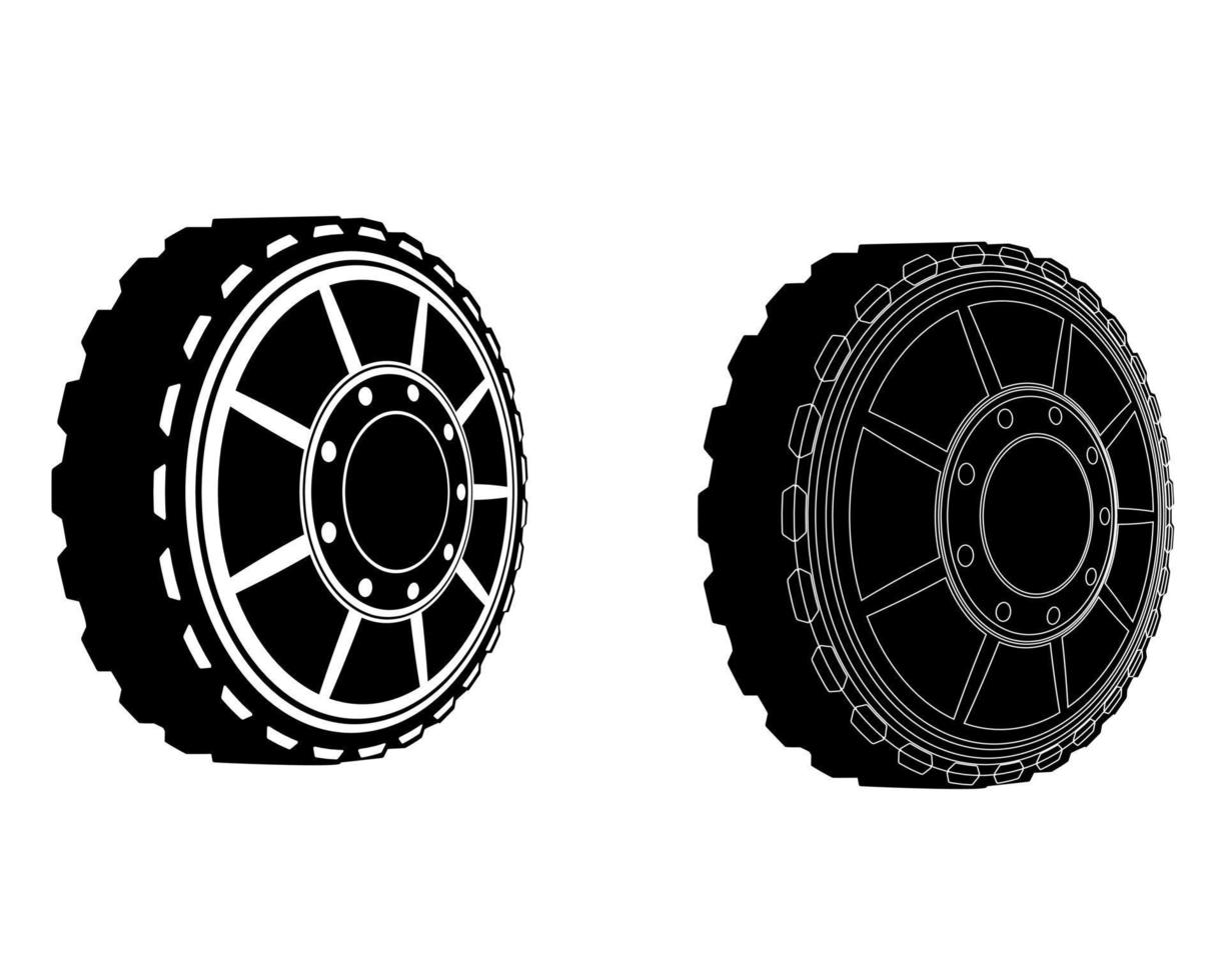 dos ruedas de coche diferentes sobre un fondo blanco vector