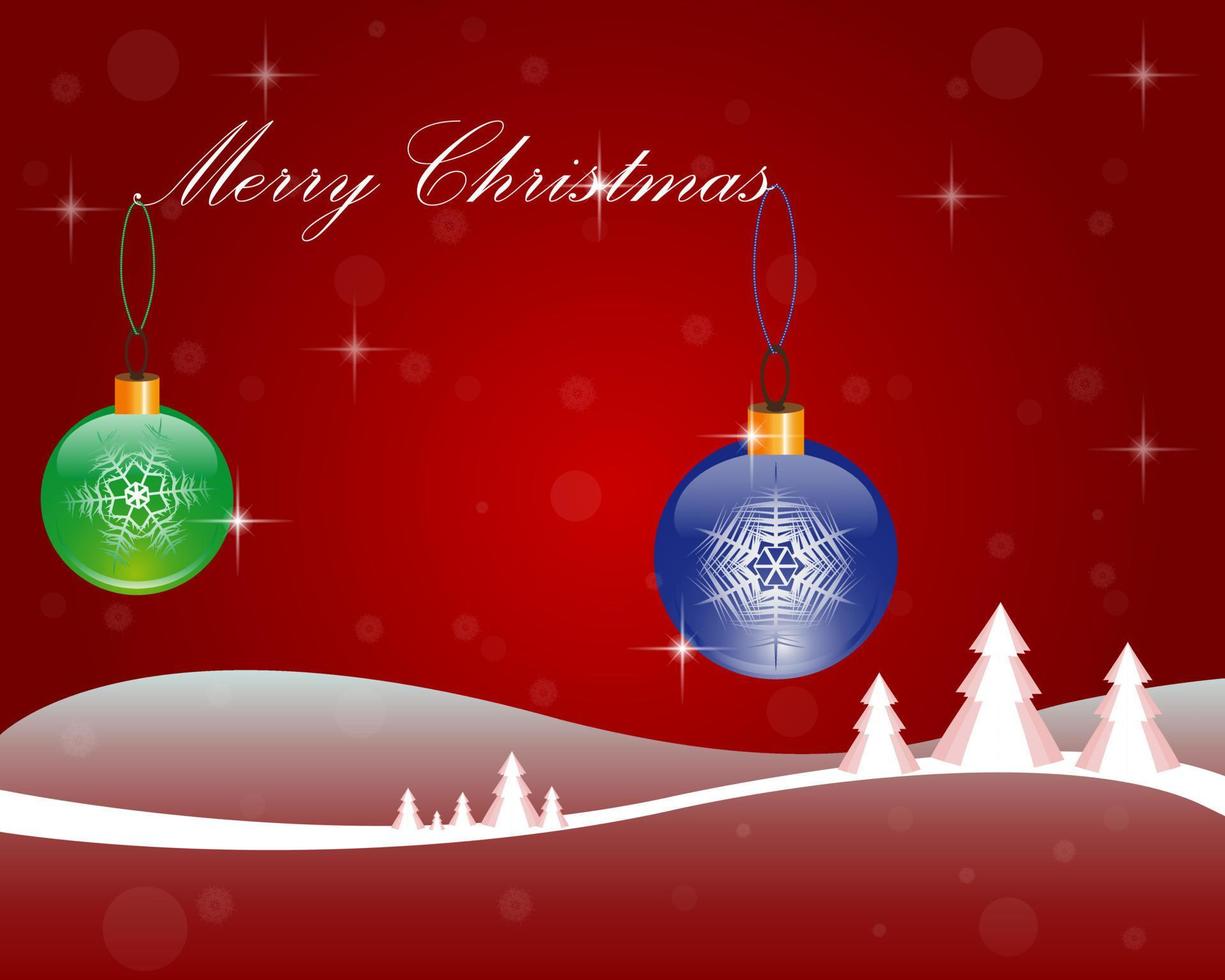 Christmas card of congratulations Christmas toys and Christmas trees vector