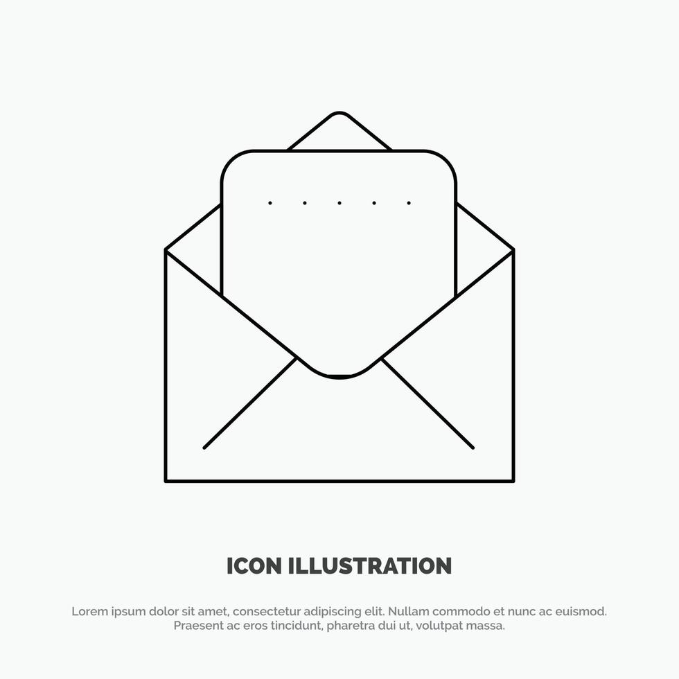 vector de icono de línea de correo de documento