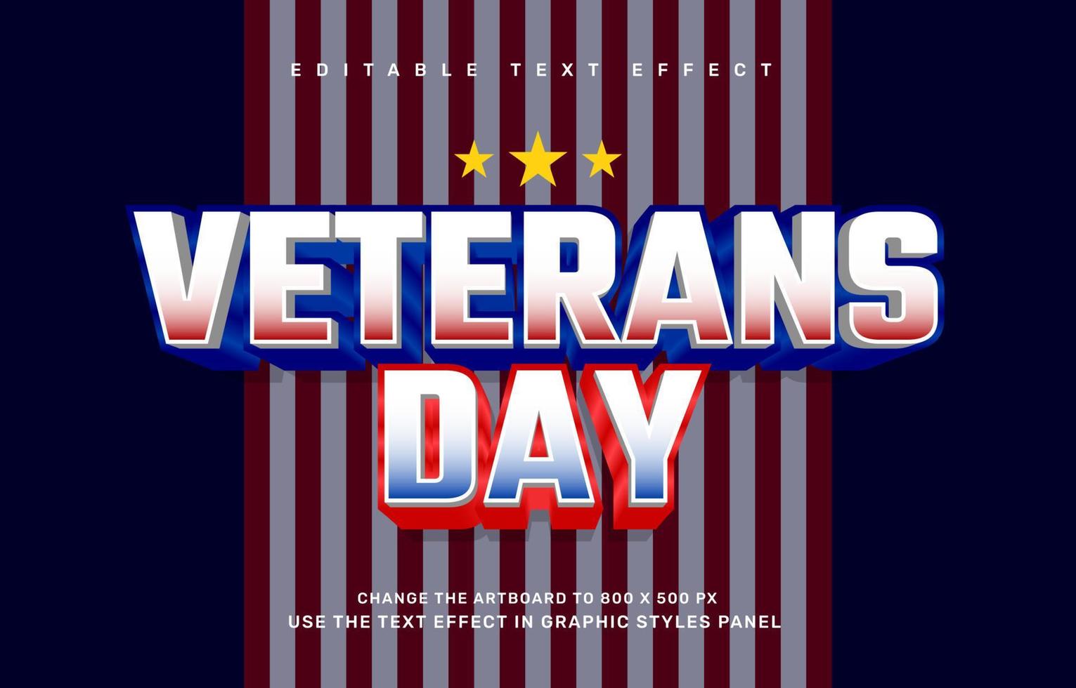Veterans Day editable text effect template vector