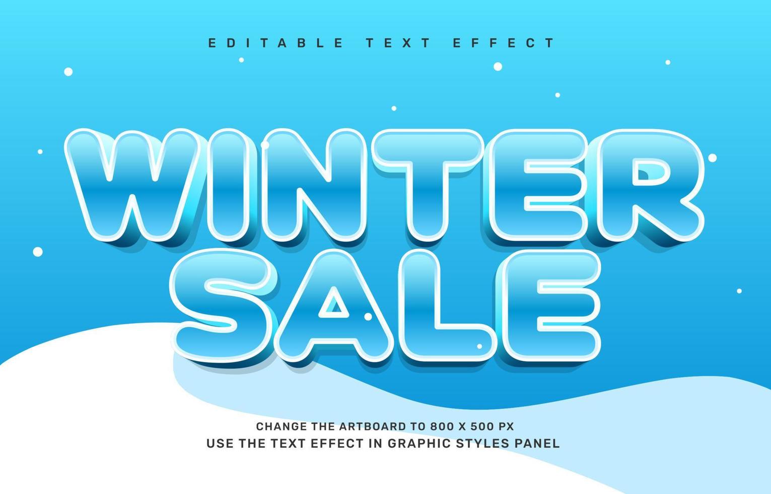 plantilla de efecto de texto editable de venta de invierno vector