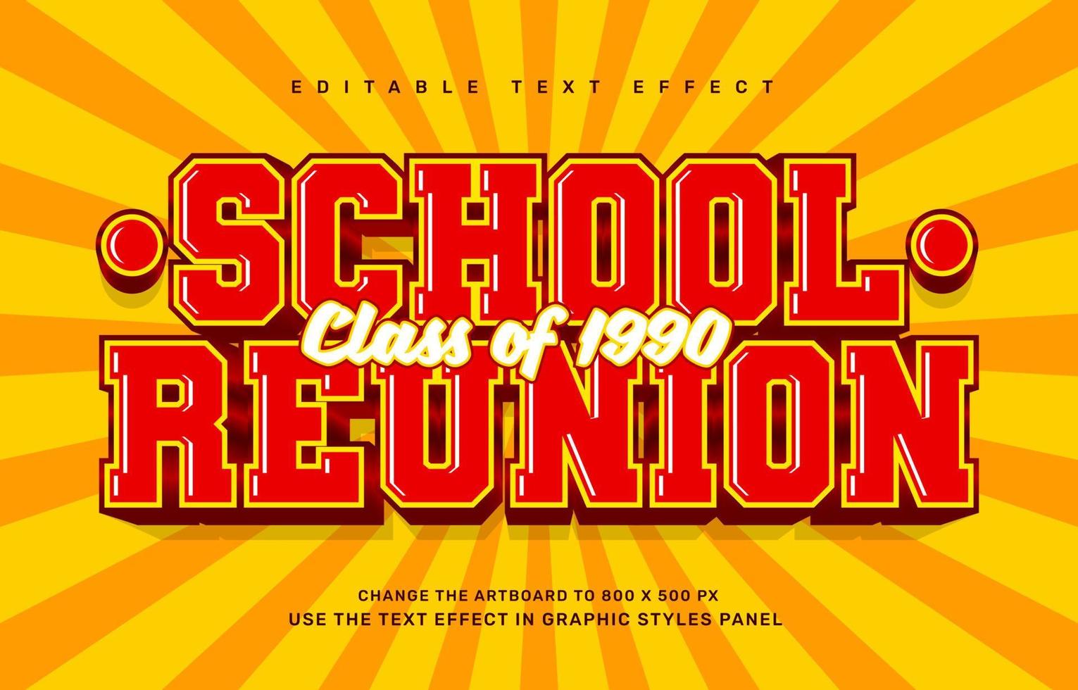 school reunion editable text effect template vector