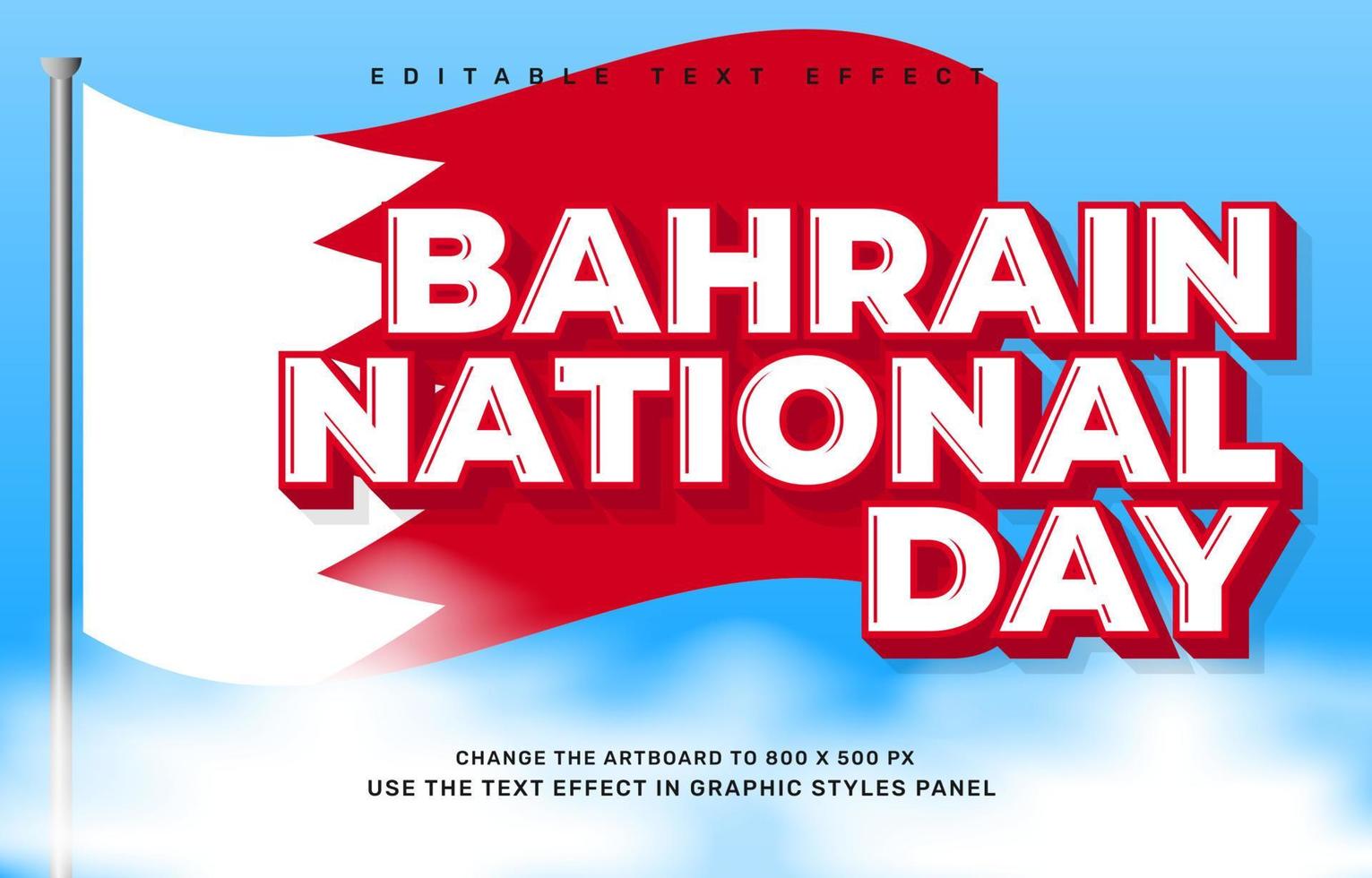 plantilla de efecto de texto editable del día nacional de bahrein vector