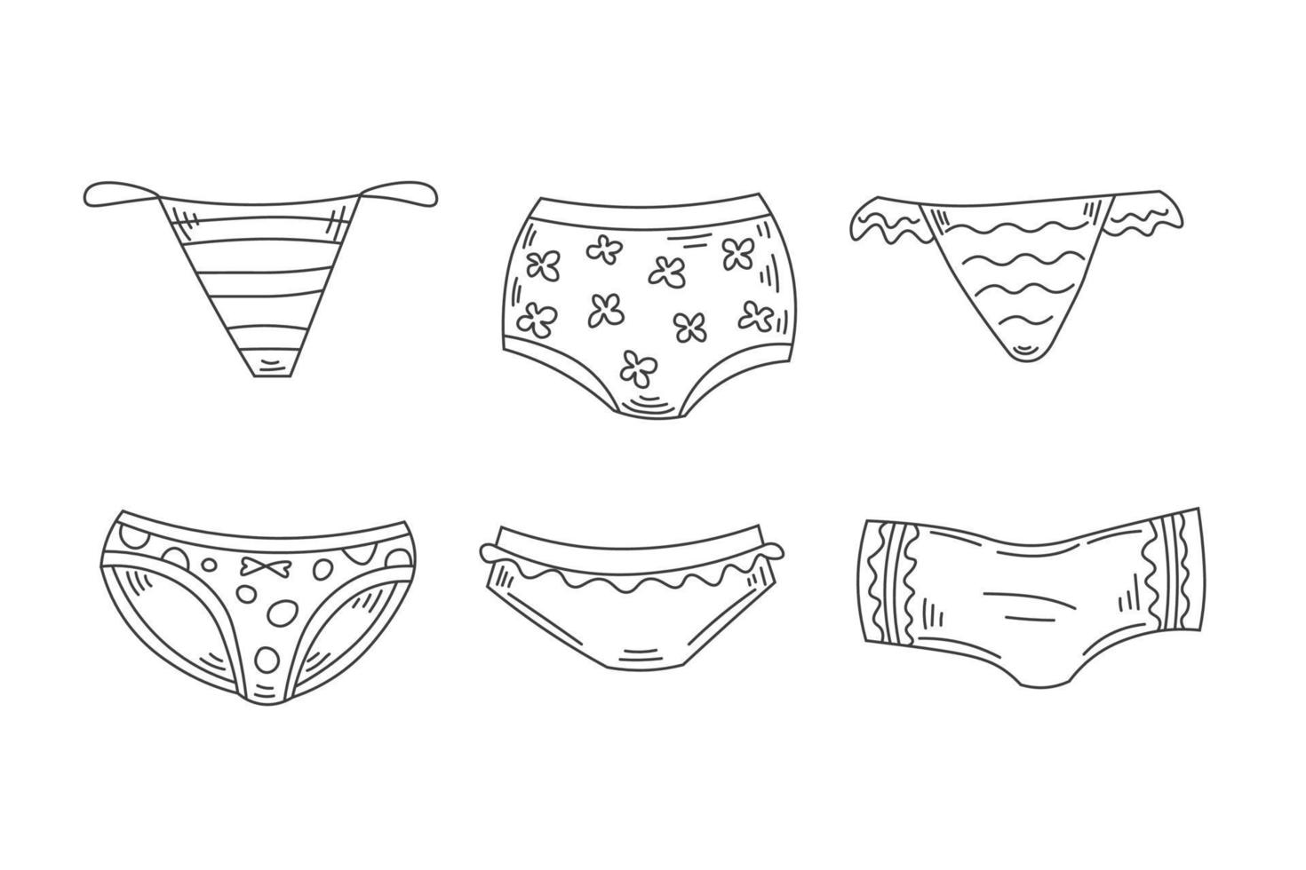 Womans panties doodle set vector