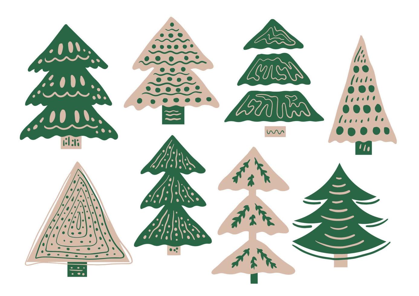 Hand drawn Christmas tree collection vector