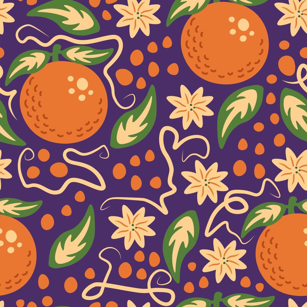 Orange fruit colorful seamless pattern vector