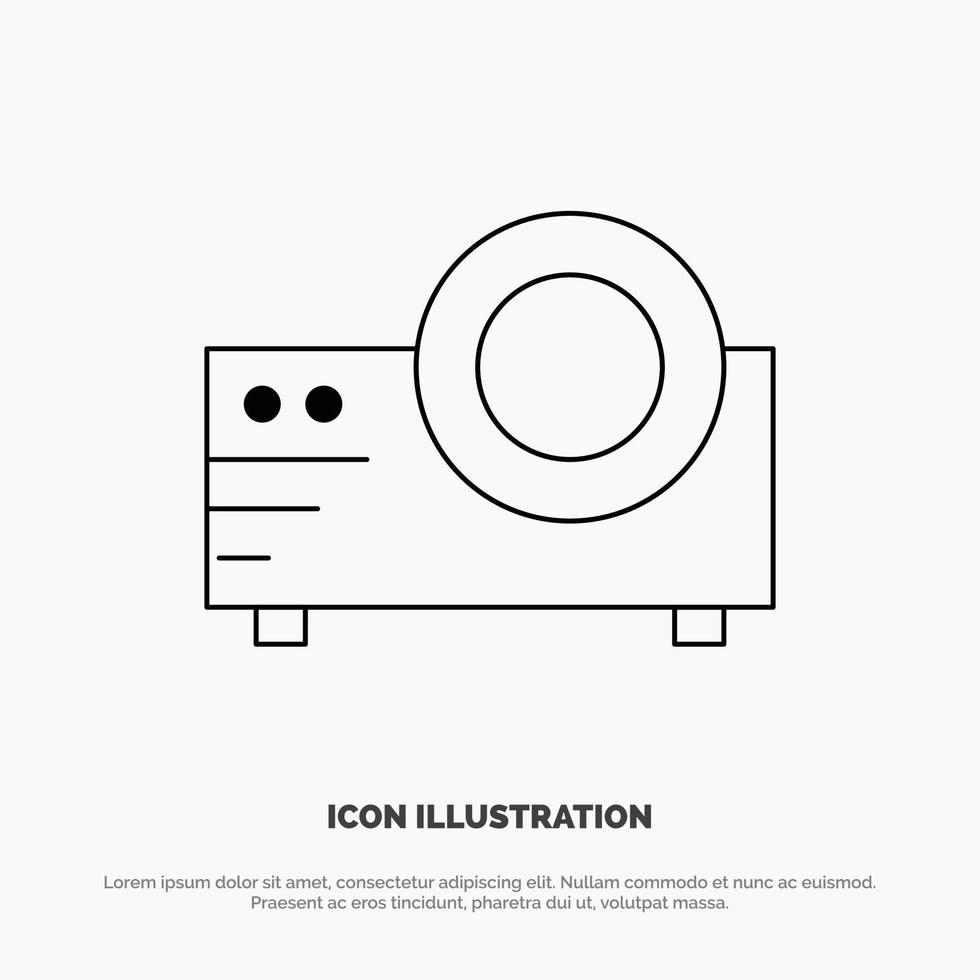 Projector Film Movie Multi Media Line Icon Vector