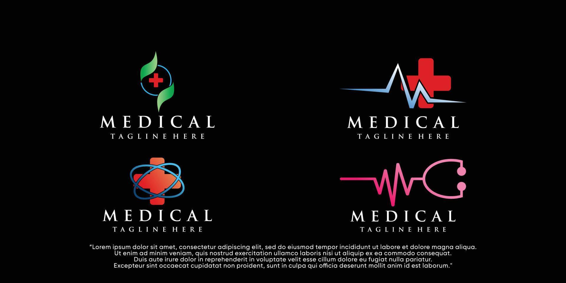 Set of medical logo design with creative element concept vector