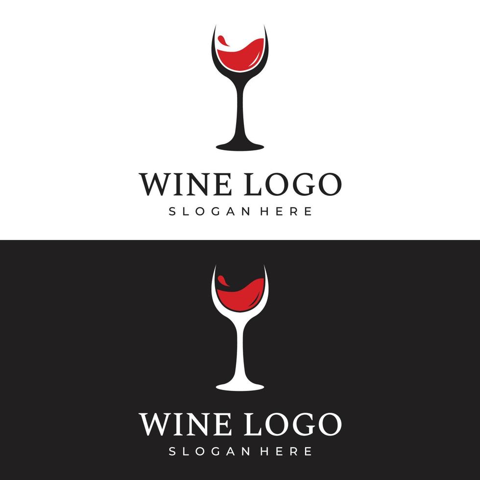 Wine logo template design with wine glasses and bottles.Logo for nightclub, bar and wine shop. vector