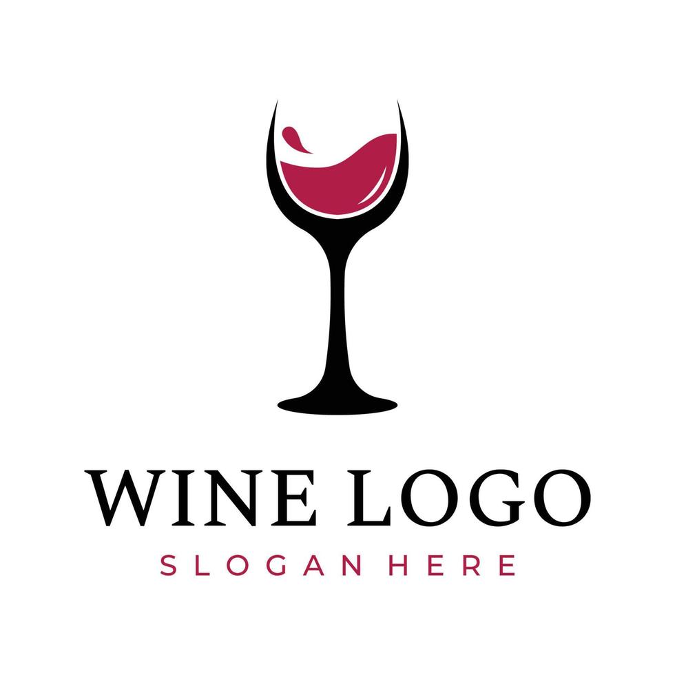 Wine logo template design with wine glasses and bottles.Logo for nightclub, bar and wine shop. vector