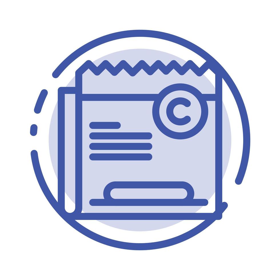 Copy Copyright Restriction Right File Blue Dotted Line Line Icon vector