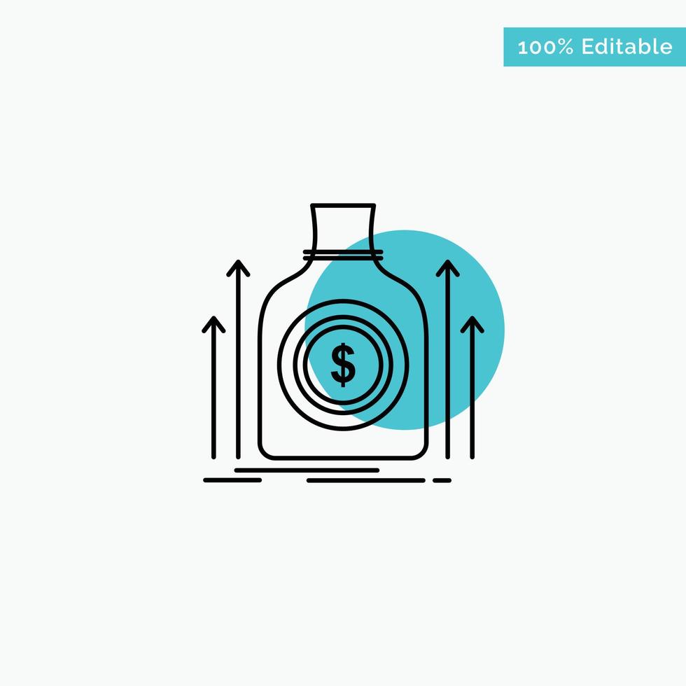 Bag Money Dollar Fund Loan turquoise highlight circle point Vector icon