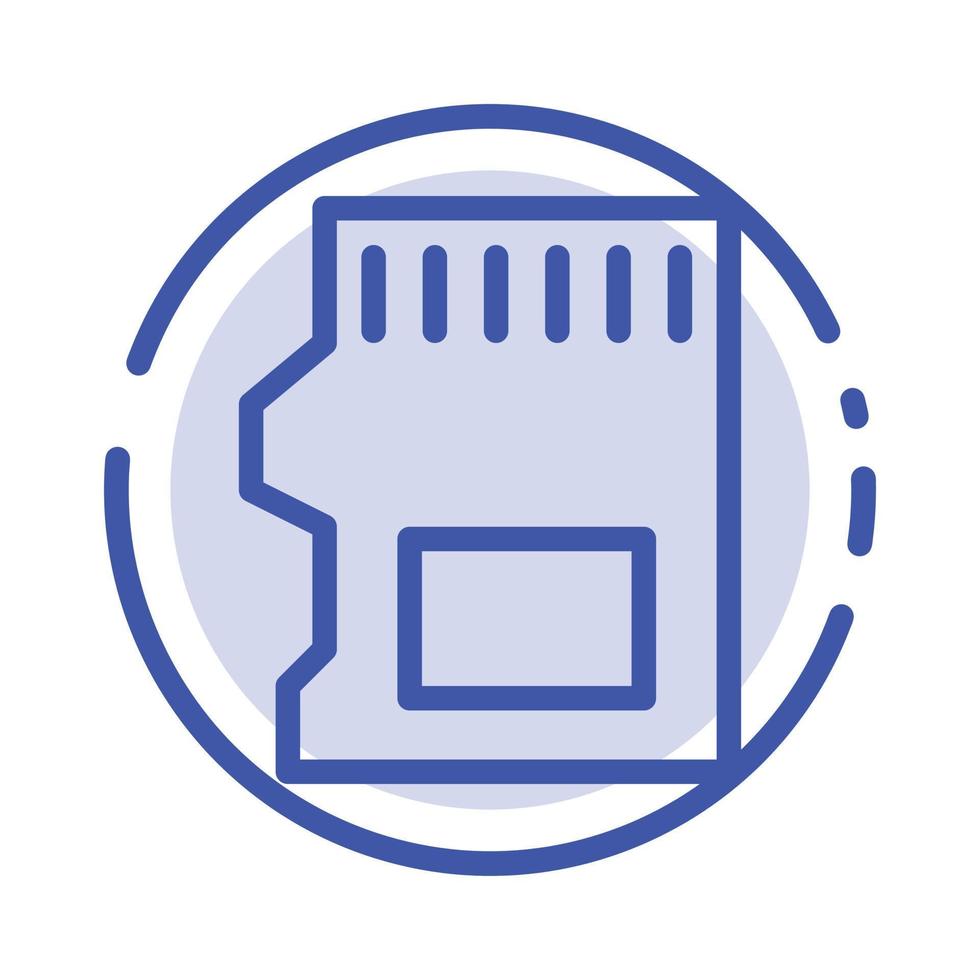 SD Card SD Storage Data Blue Dotted Line Line Icon vector