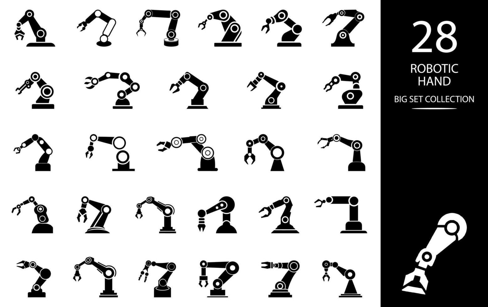 Robotic hand manipulator silhouette symbol icon. vector