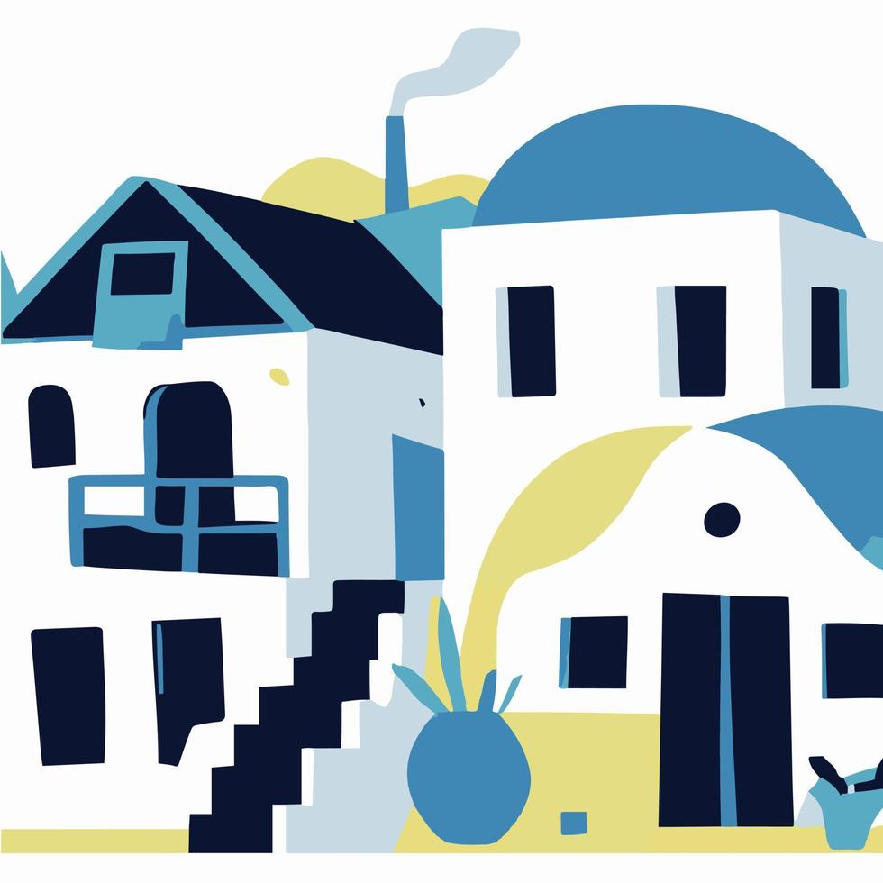 isla de santorini, grecia. ilustración plana vectorial. vector