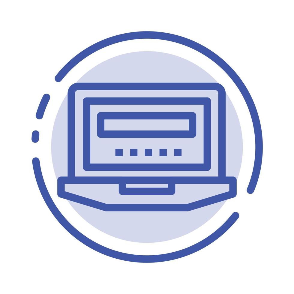 Laptop Computer Hardware Education Blue Dotted Line Line Icon vector