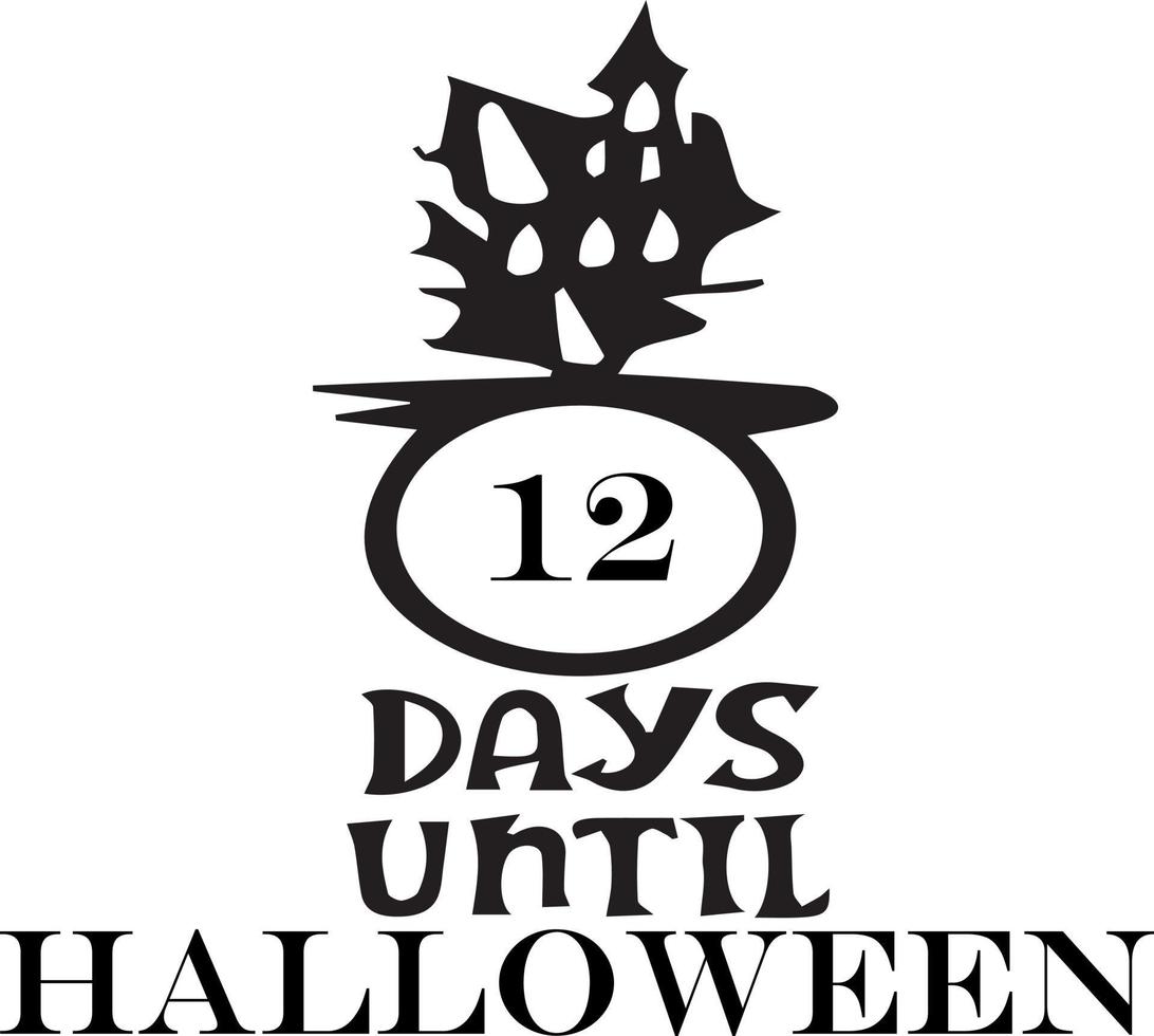 12 days until Halloween, simple design made in black vector