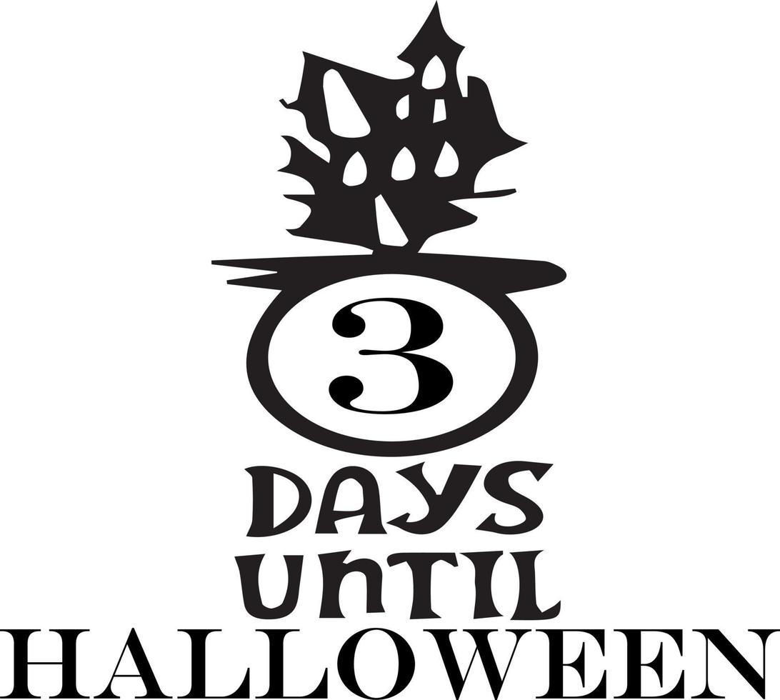 3 days until Halloween, simple design made in black vector