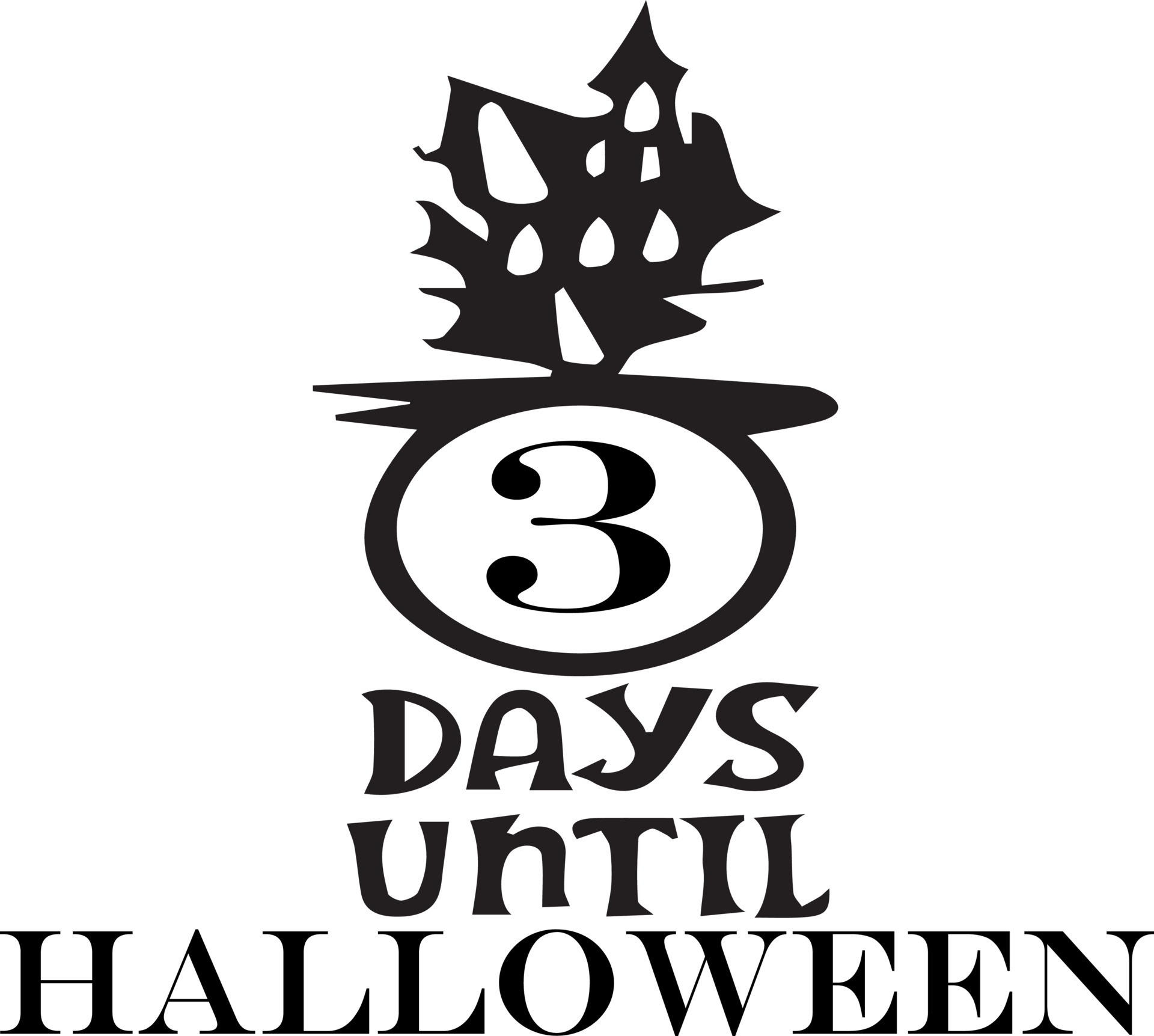 3 days until Halloween, simple design made in black 13223539 Vector Art at Vecteezy