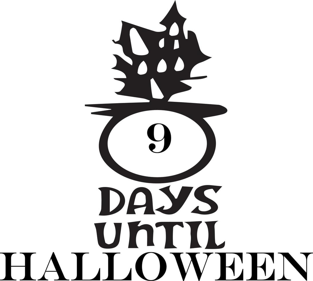 9 días hasta halloween, diseño simple hecho en negro. vector