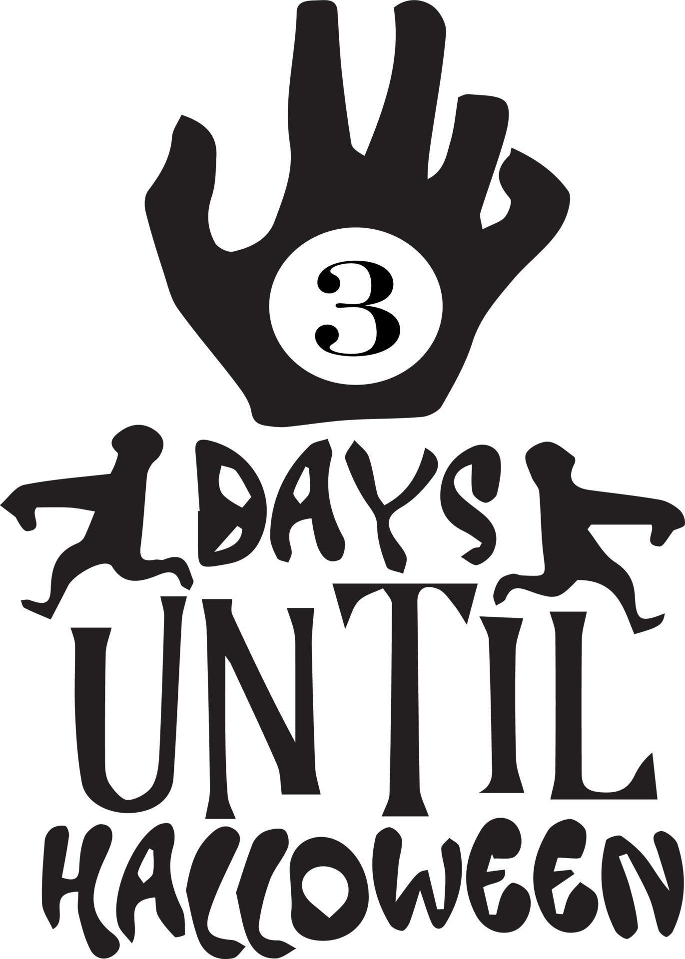 3 days until Halloween, simple design made in black with some specific