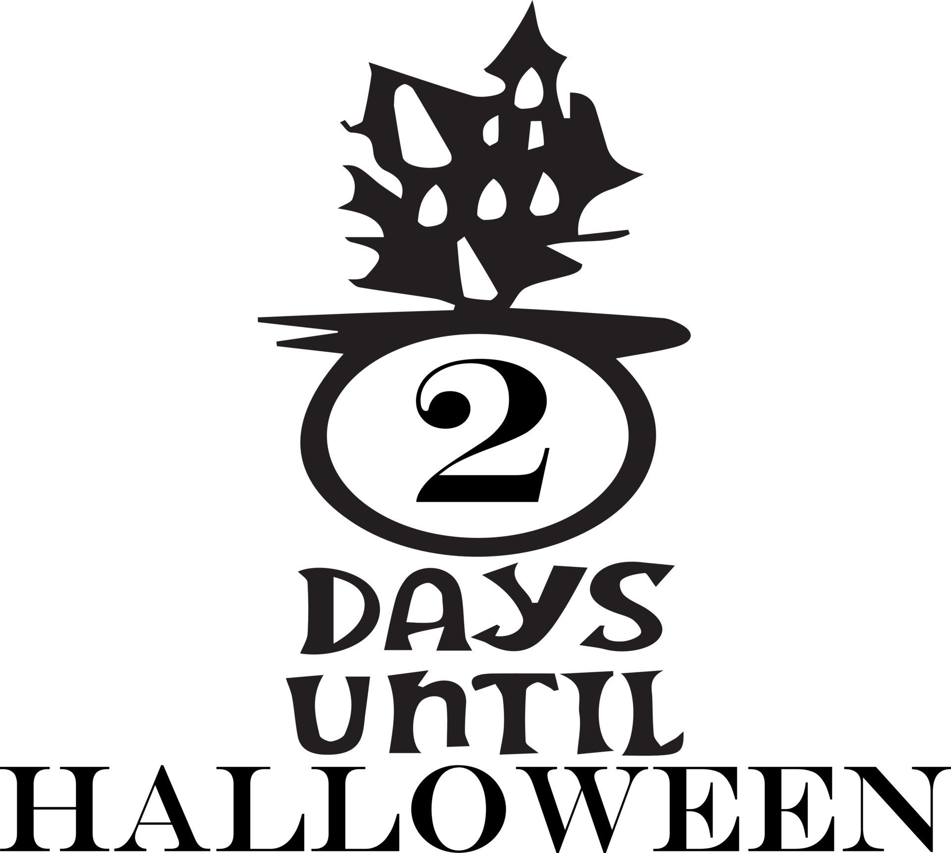 2 days until Halloween, simple design made in black 13223543 Vector Art