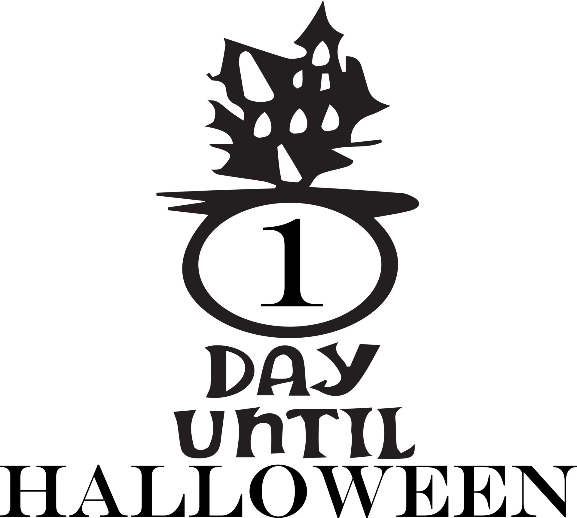 1day until Halloween, simple design made in black 13223546 Vector Art