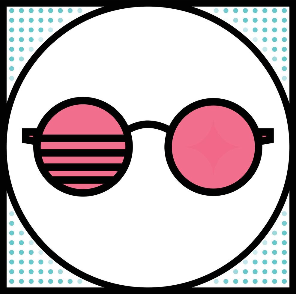 Sunglasses made on a circle with some realistic elements on it vector