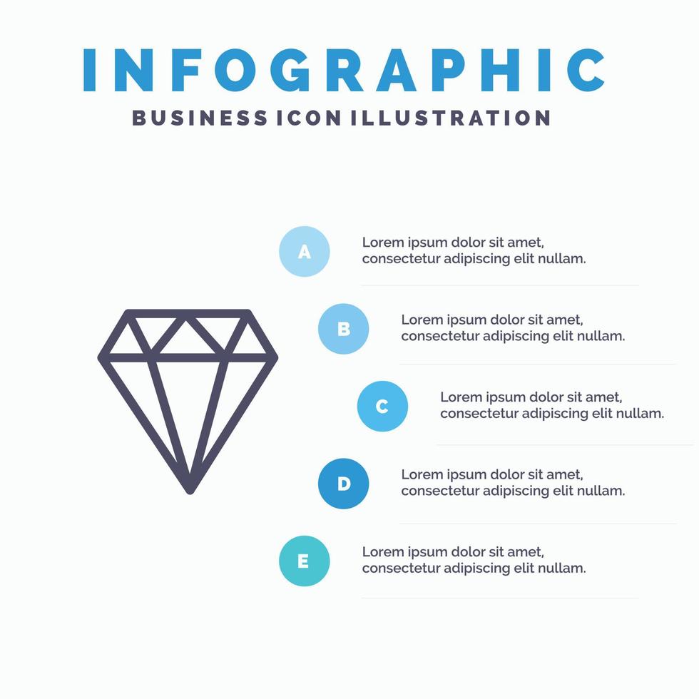 Diamond Jewel Jewelry Gam Line icon with 5 steps presentation infographics Background vector