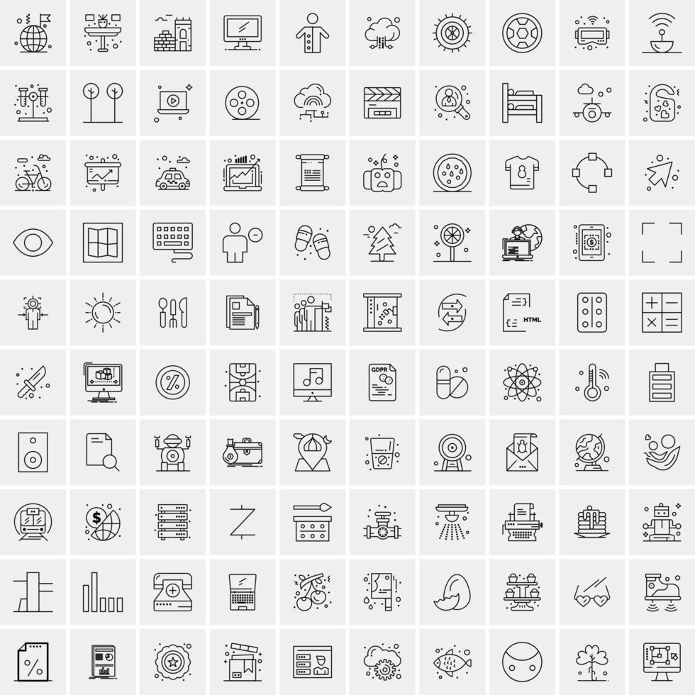 Pack of 100 Universal Line Icons for Mobile and Web vector