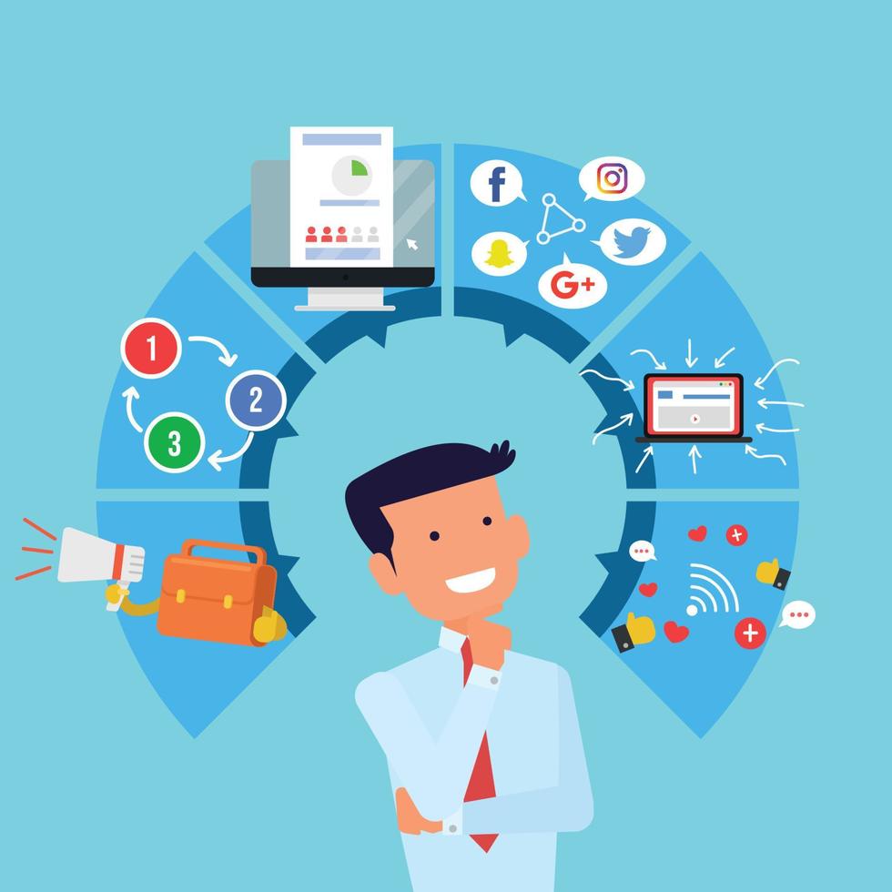 Thinking Man Vector Illustration