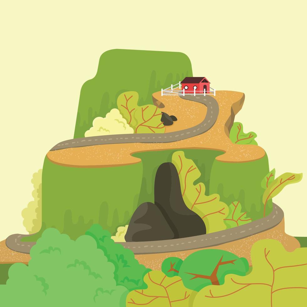 Hilltop House Vector Illusrtation