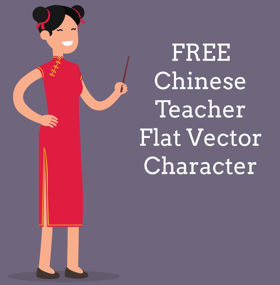Chinses Teacher Vector Character Illustration