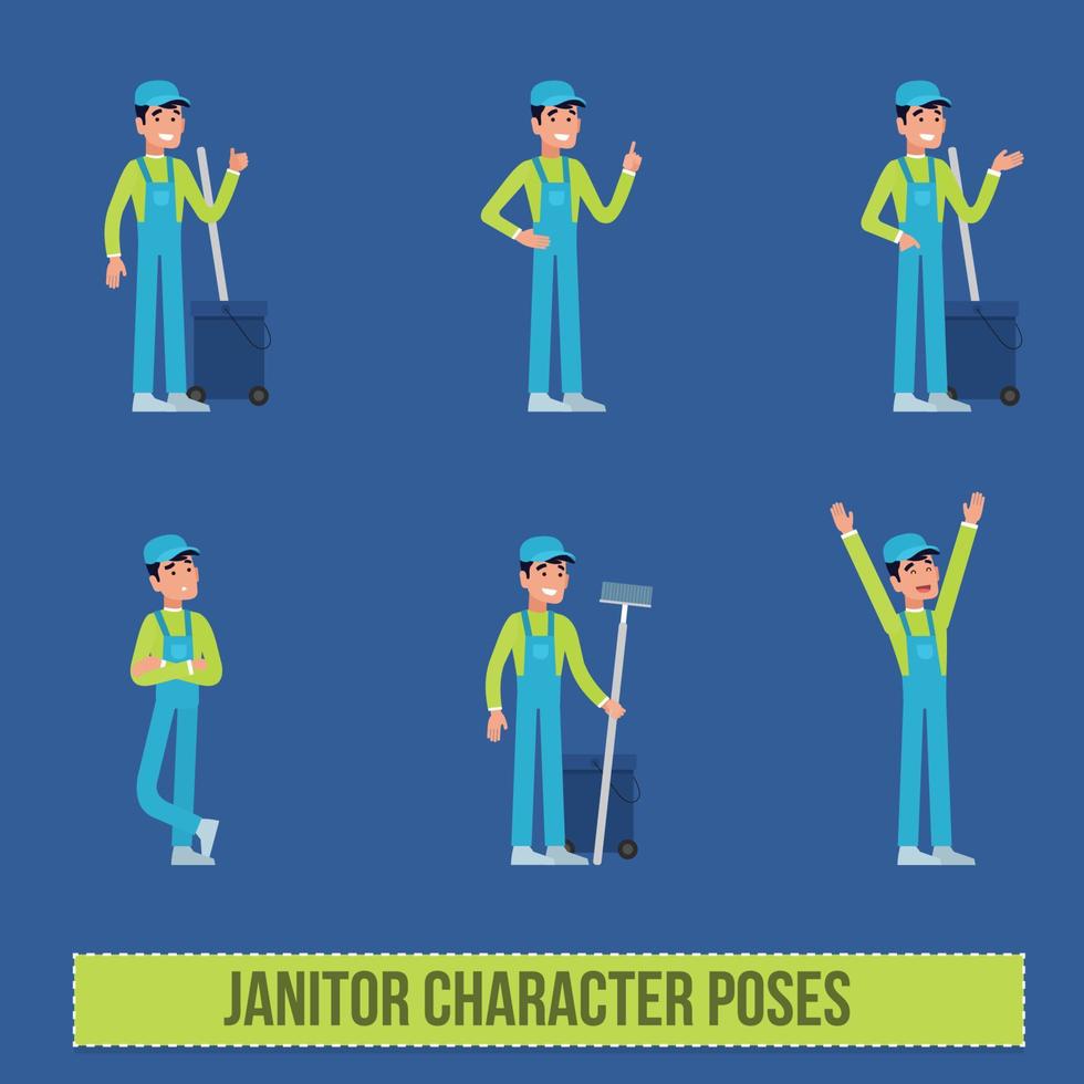 poses de carácter de conserje de vector