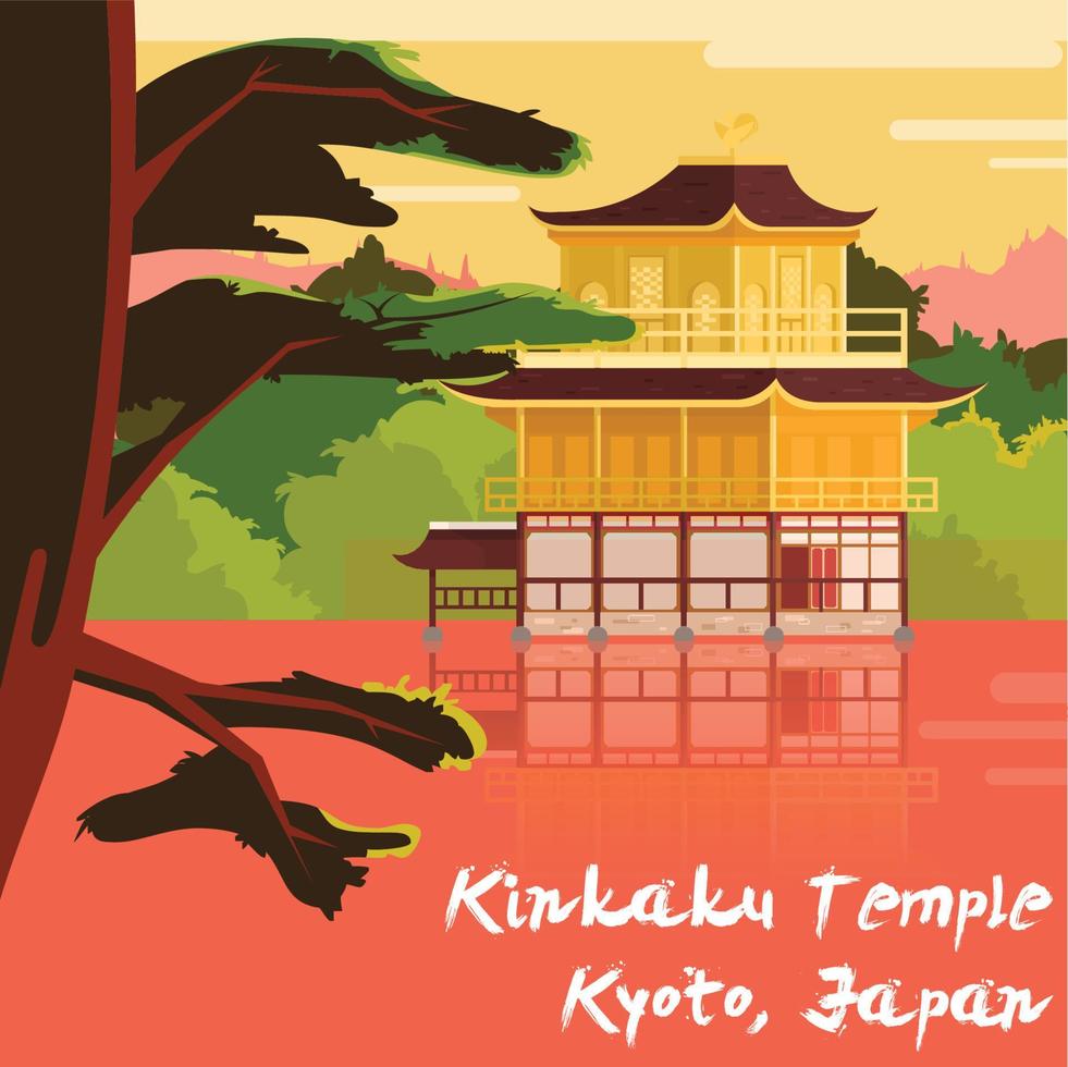 Kinkaku Temple Japoan Vector Illustration