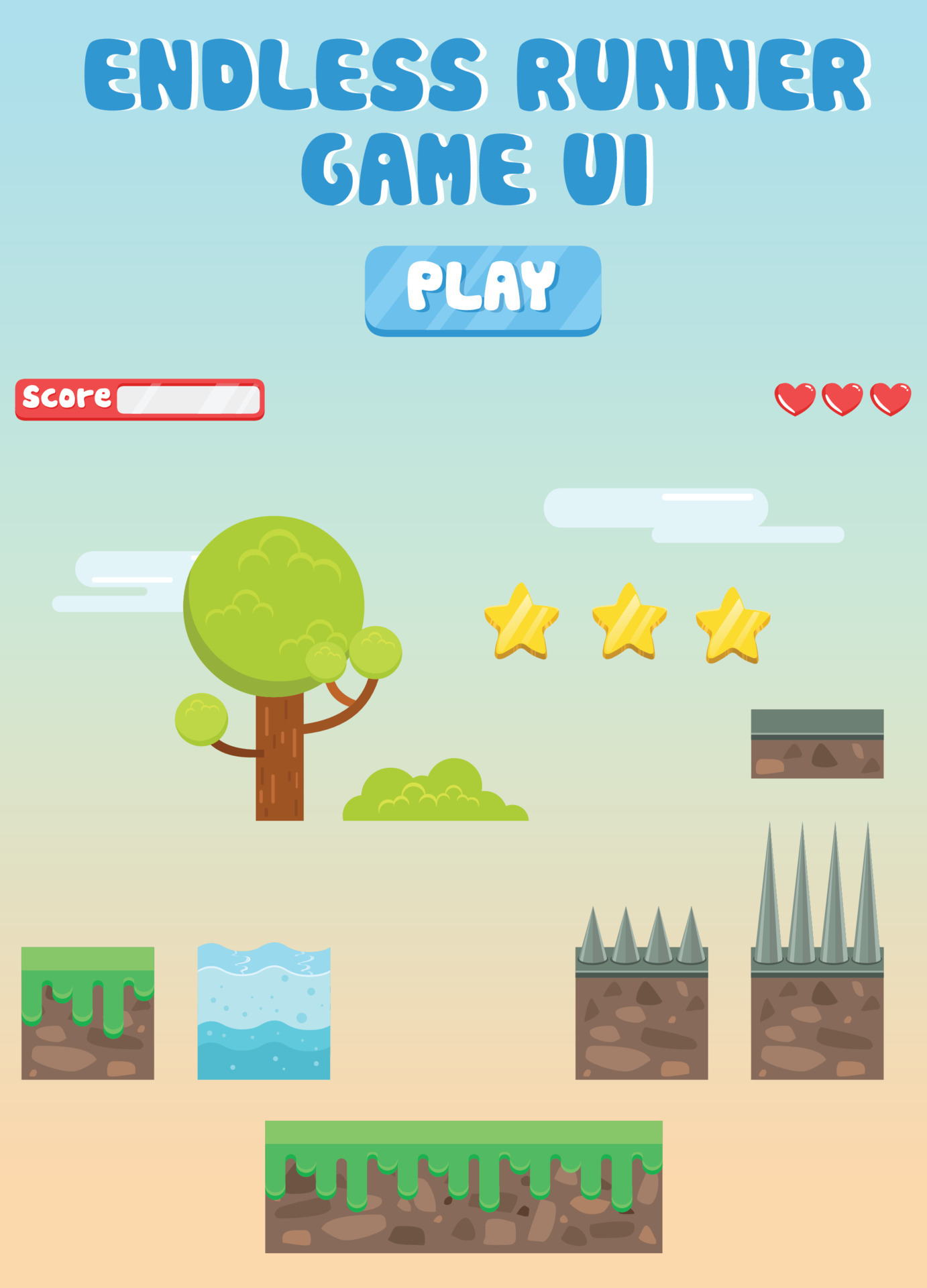 Endless Runner Game Vector Elements 13223840 Vector Art at Vecteezy