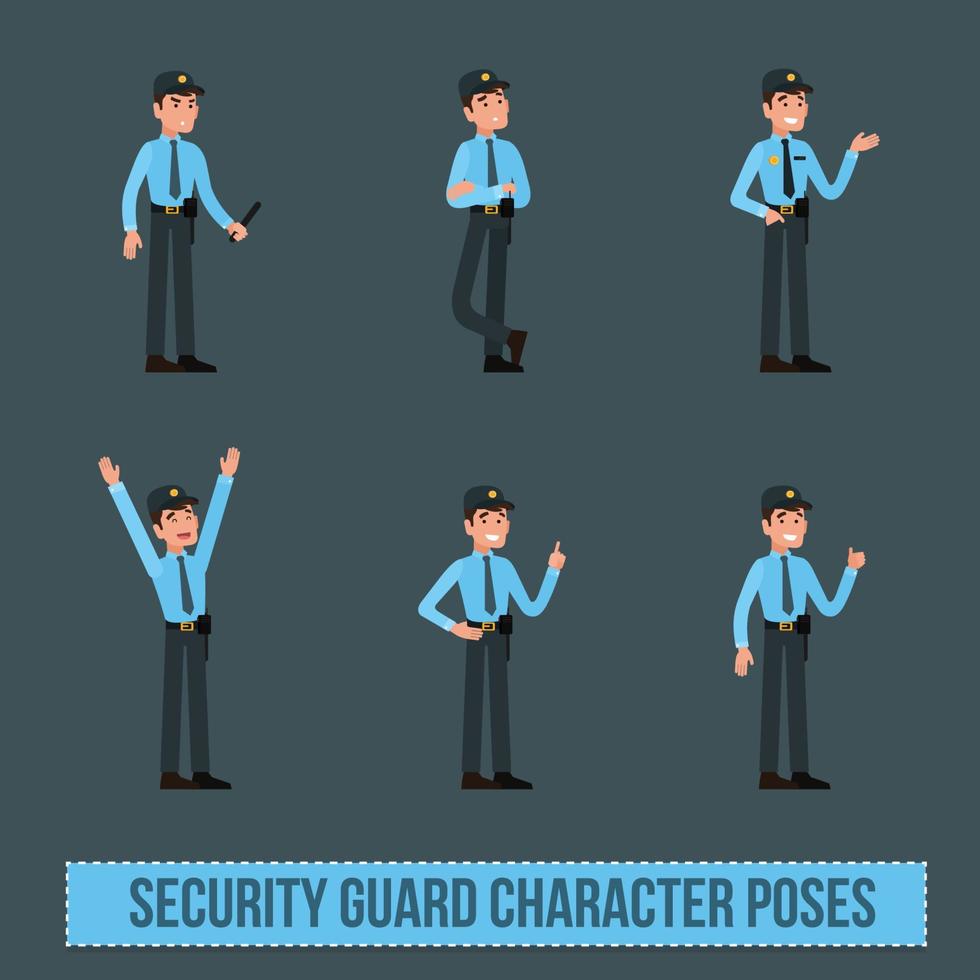 poses de carácter de guardia de seguridad de vector